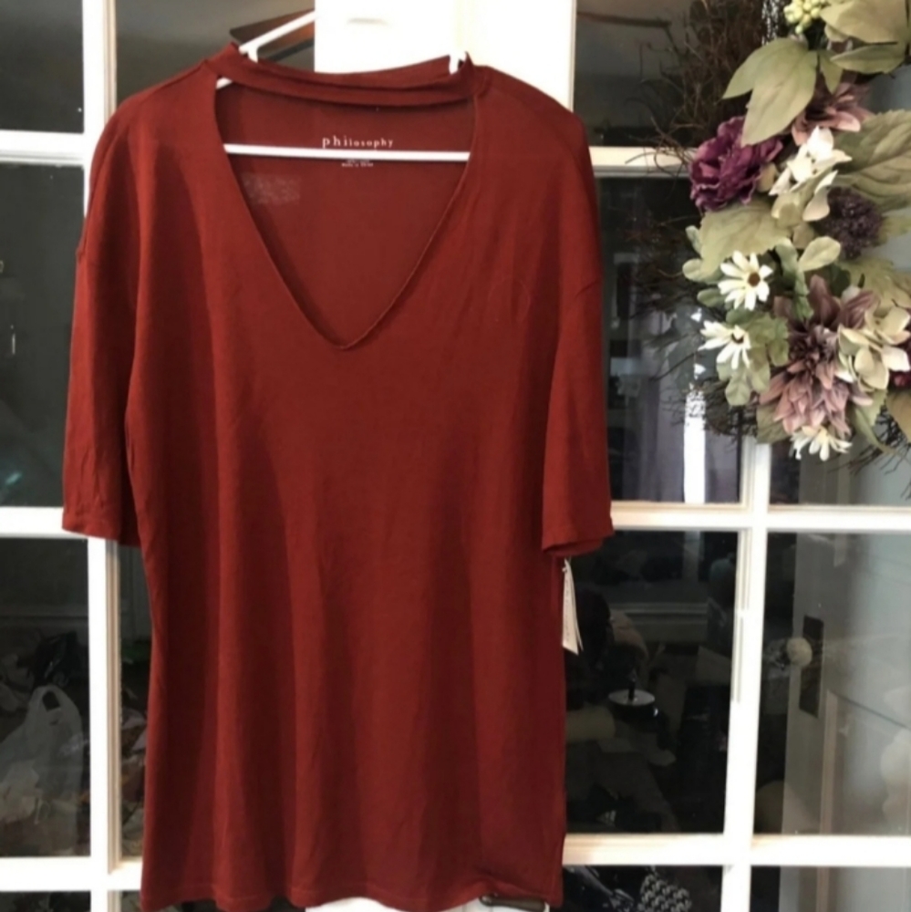 Philosophy deep v-neck shirt